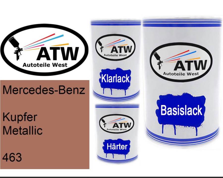 Mercedes-Benz, Kupfer Metallic, 463: 500ml Lackdose + 500ml Klarlack + 250ml Härter - Set, von ATW Autoteile West.